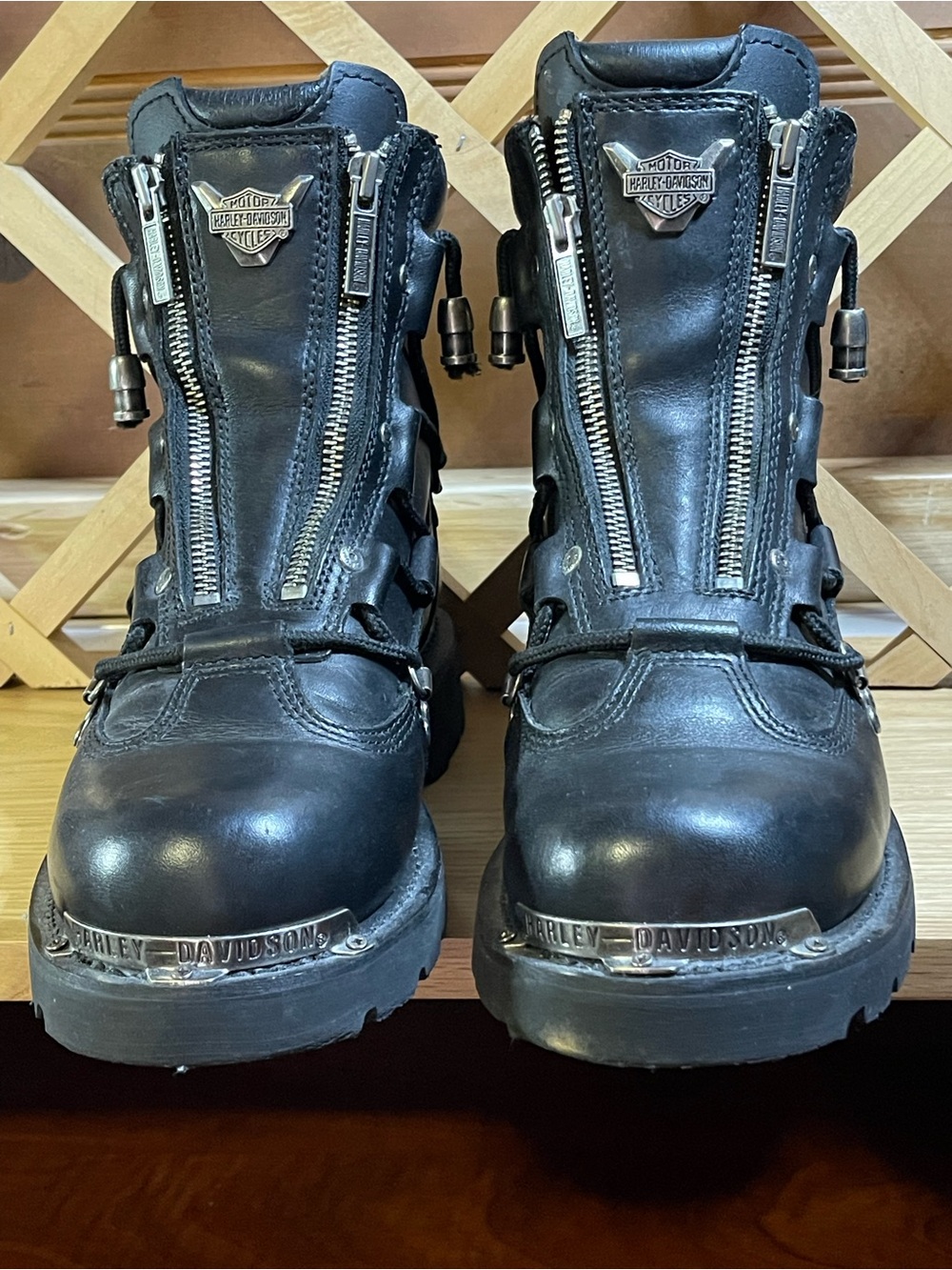 NWOT Unique Harley-Davidson Black Leather Lace-Up Leather Motorcycle Boots Sz 9 - Picture 7 of 15